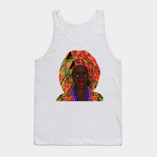 African Woman Kente Pattern Tank Top